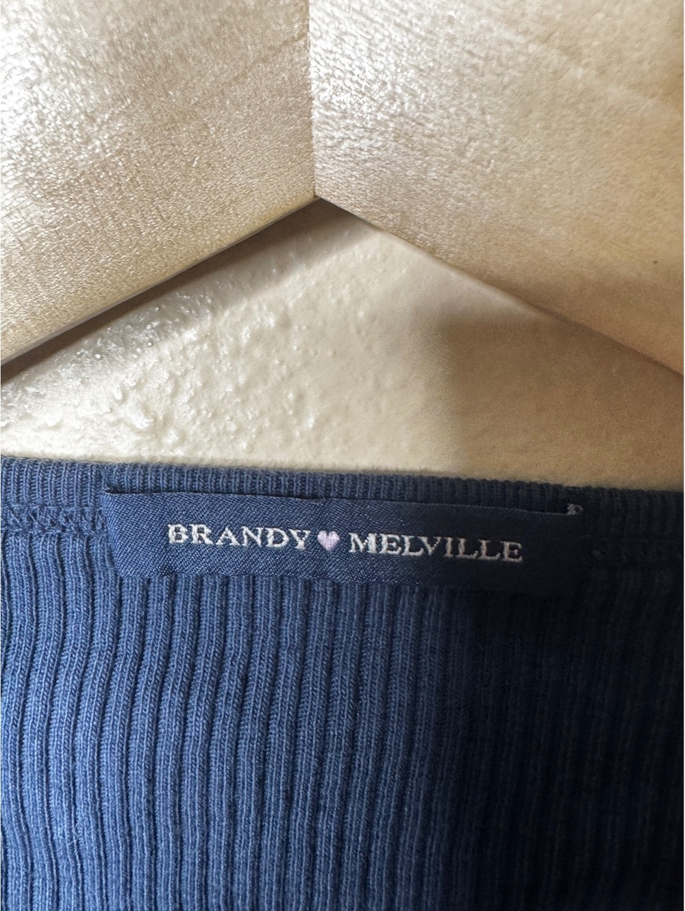 Brandy Melville Womens OS Blue Ribbed Cotton Cropped Too Button Front Italy - Picture 2 of 6